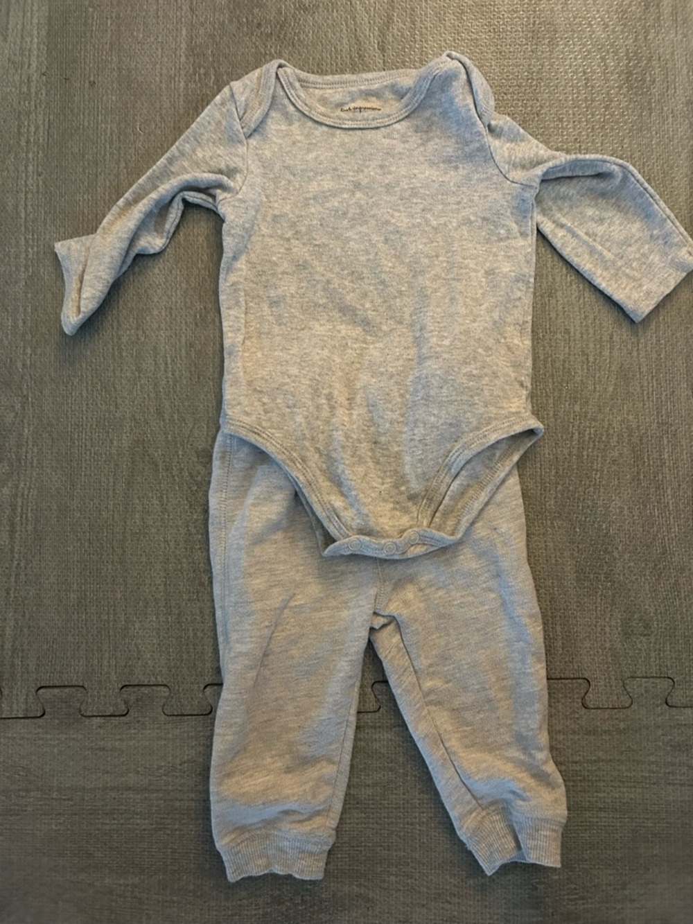 First Impressions 2 piece set. Light Gray Long-Sleeve Baby One-Piece & pants
